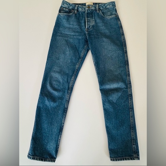 Sezane Brut Sexy Jeans 27 High Rise Straight Leg Button Fly Blue Designer Women - Picture 5 of 12